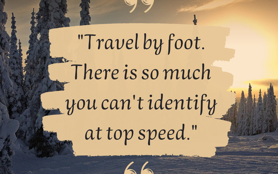 “Travel by foot. There is so much you can’t identify at top speed.” – Cheryl Strayed