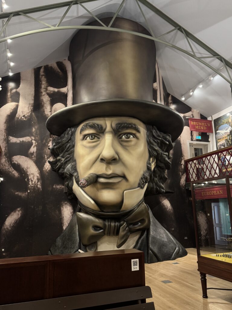 Larger-than-life Brunel bust inside the museum