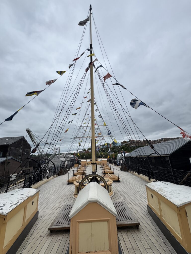 Looking up at the masts from the deck of the SS Great Britain