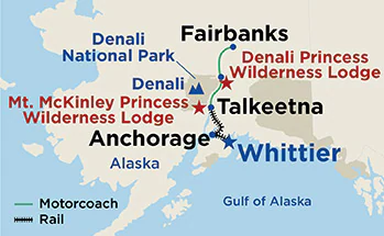 Alaska: Denali & Voyage of the Glaciers map